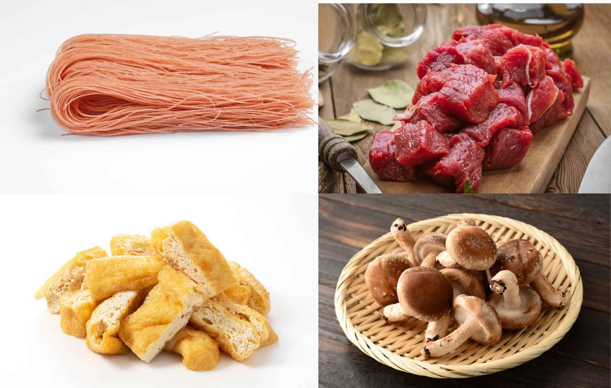 Nguyên liệu làm phở gạo lứt xào