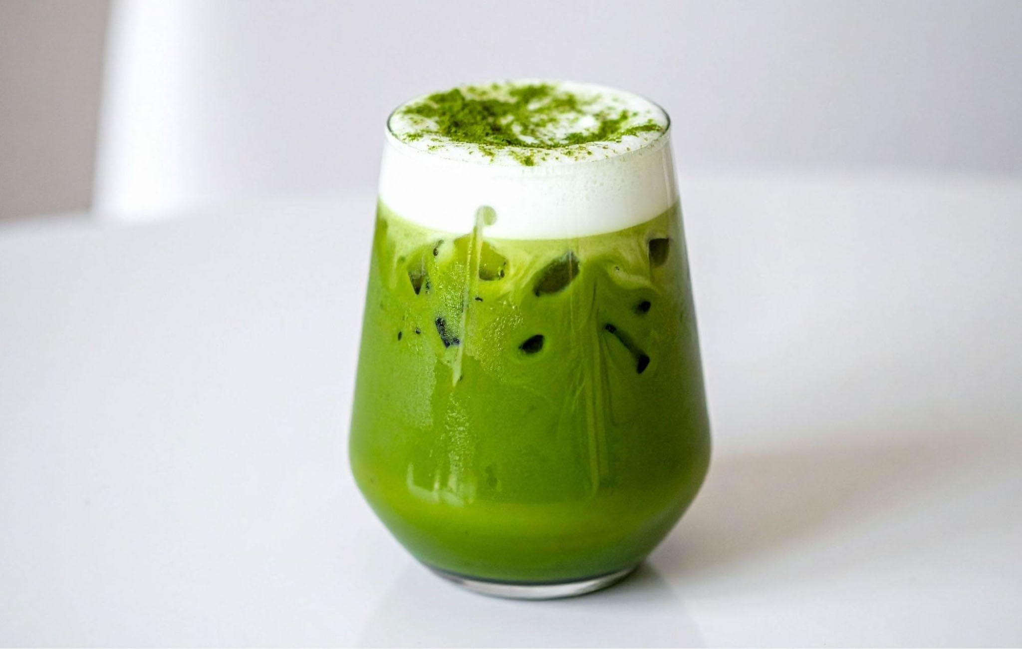 Matcha latte milk foam